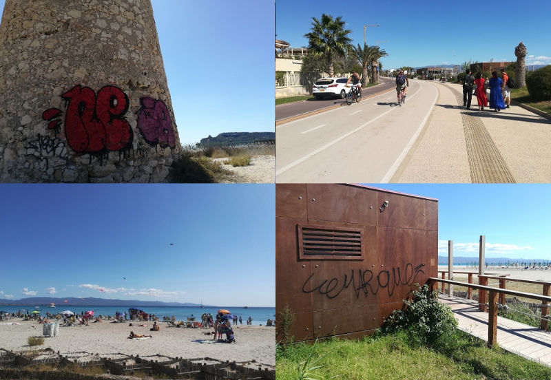 Rifiuti e scritte, i “supercafoni” del Poetto. Il buon esempio? Lo danno i turisti