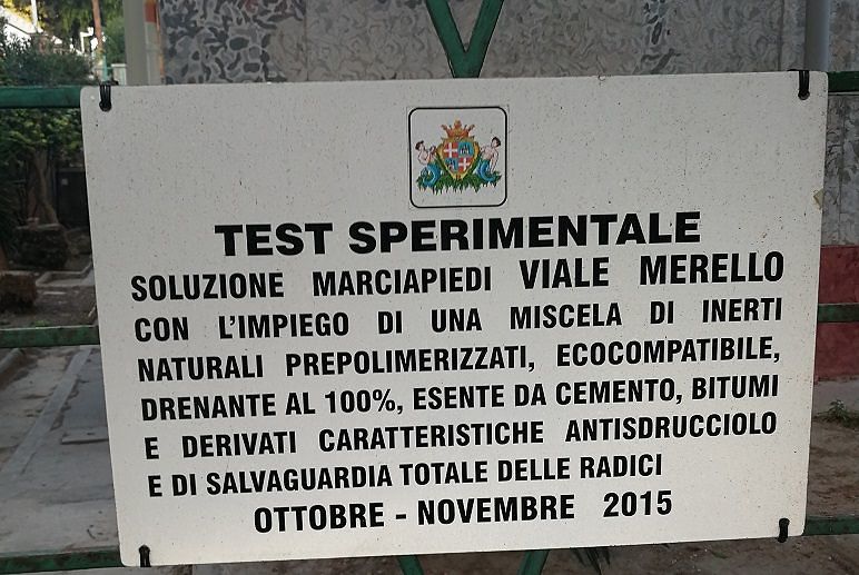 Pavimento anti radici in viale Merello, test ok: “Ora nuovo marciapiede”