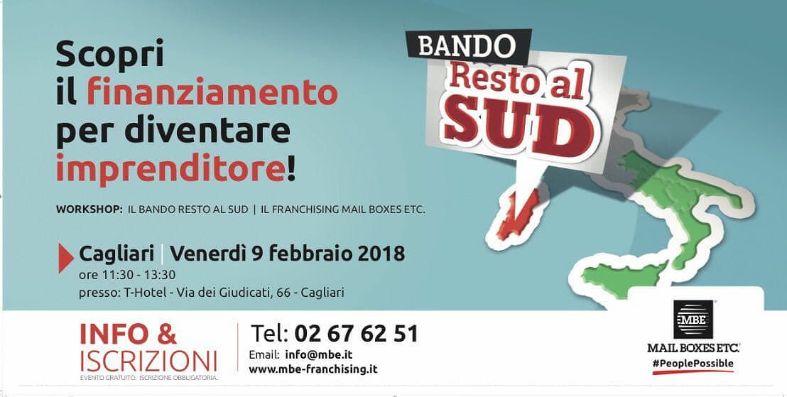 Mail Boxes Etc. organizza 2 workshop in Sardegna su franchising MBE e bando “Resto al Sud”
