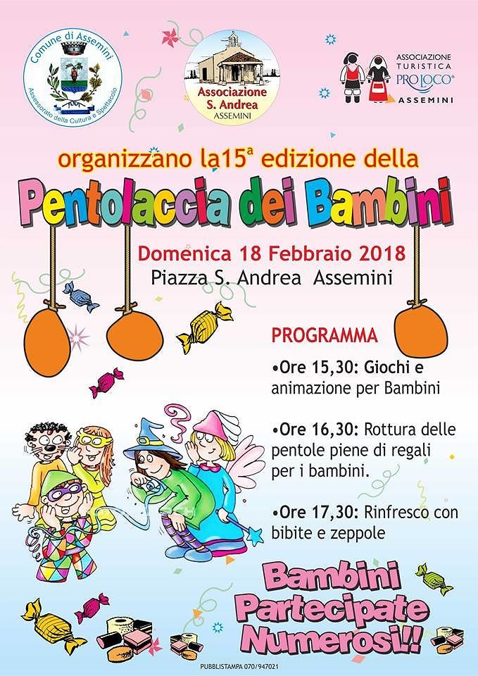 Carnevale, domenica ad Assemini la pentolaccia dei bambini