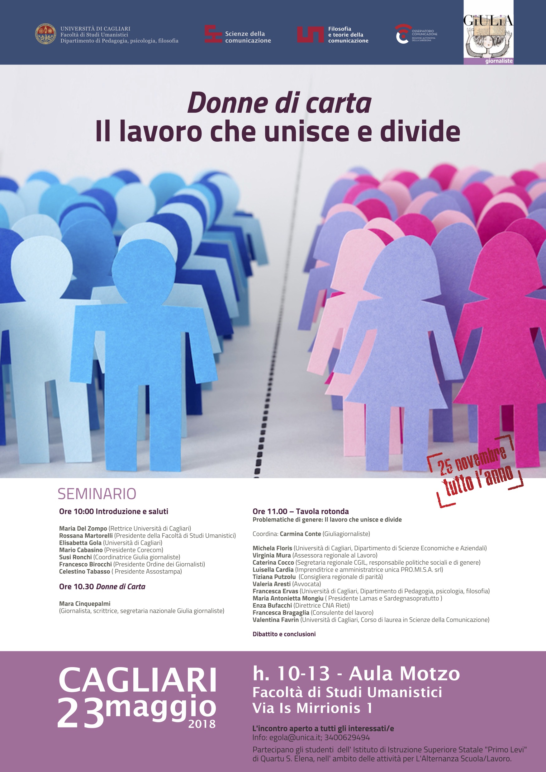 Donne di carta, il lavoro che unisce e divide: seminario a Cagliari