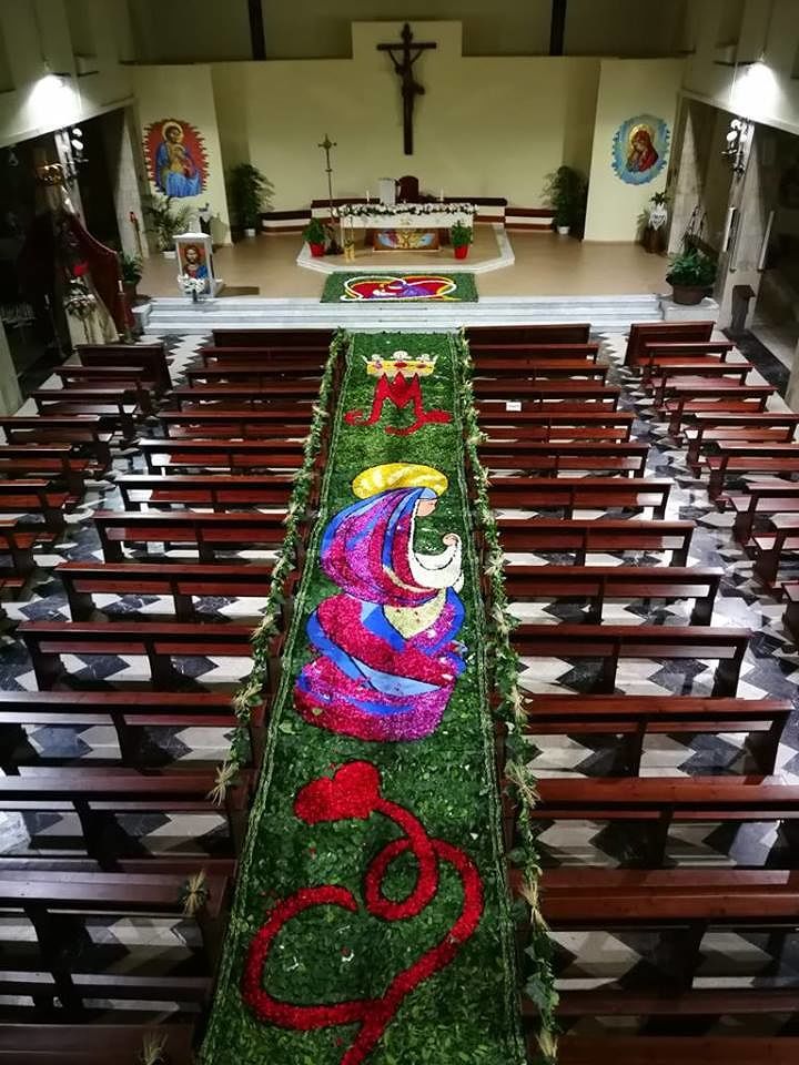 Corpus Domini a Pirri, la meravigliosa infiorata di San Giuseppe dedicata alla Madonna