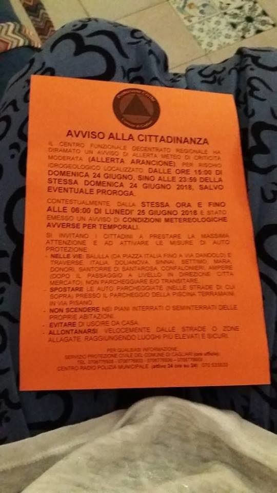 Cagliari, scatta l’allerta arancione temporali, domenica di emergenza a Pirri: “Non uscite di casa”