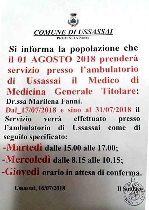 Ussassai, la buona notizia: dopo le proteste finalmente torna il medico di base