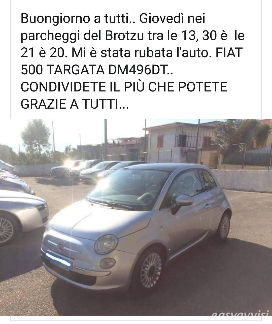 Cagliari, auto rubata nei parcheggi del Brotzu