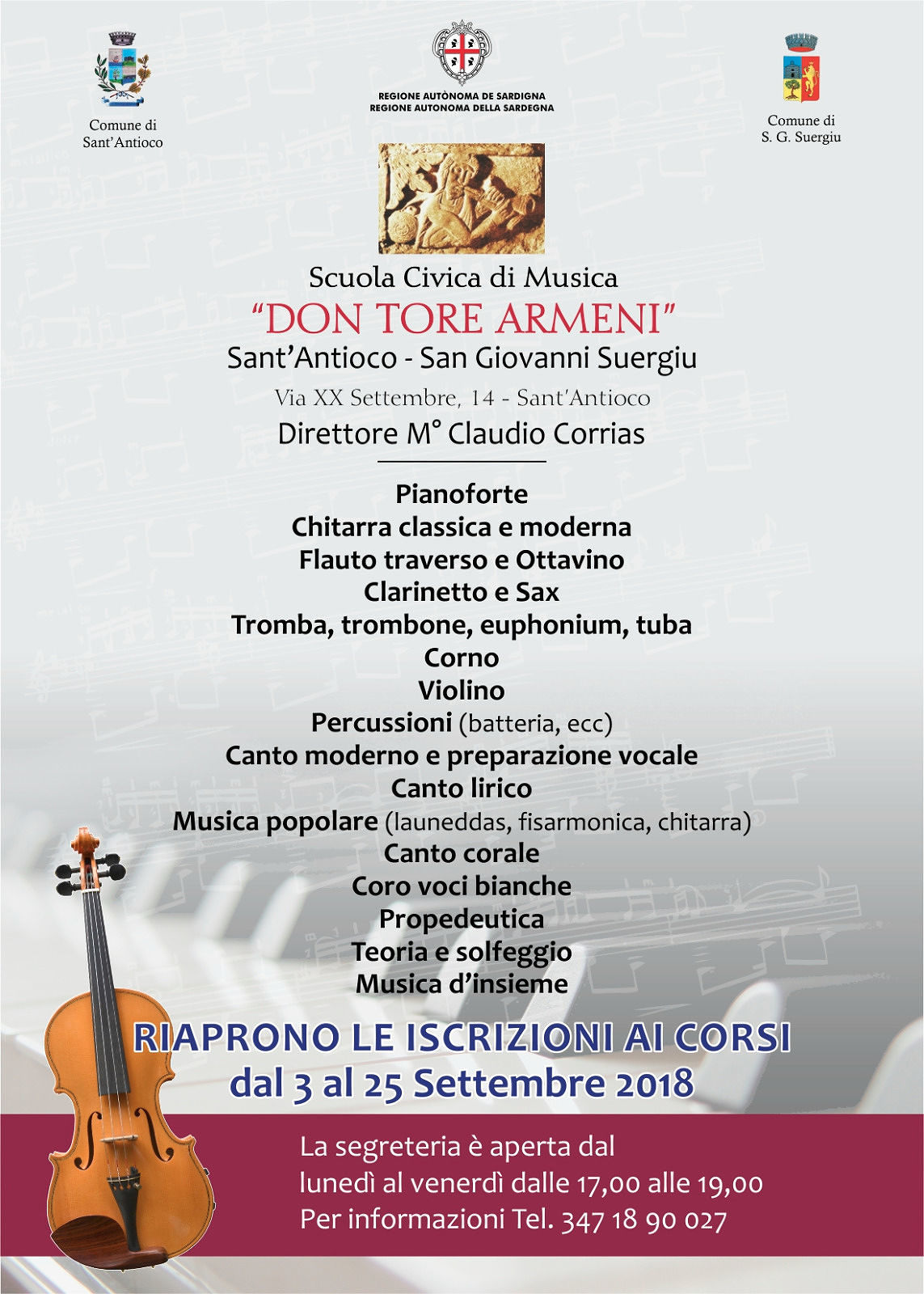 Scuola Civica di Musica a Sant’Antioco, ampio ventaglio di corsi: aperte le iscrizioni