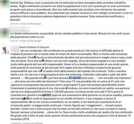 Allerta meteo in Sardegna, post “bufala” di uno studente. Il sindaco: “Sei uno sciagurato”