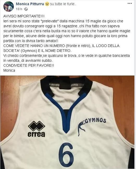Cagliari, l’assurdo furto: “Rubate 60 magliette da pallavolo, le mie alunne sono in lacrime”