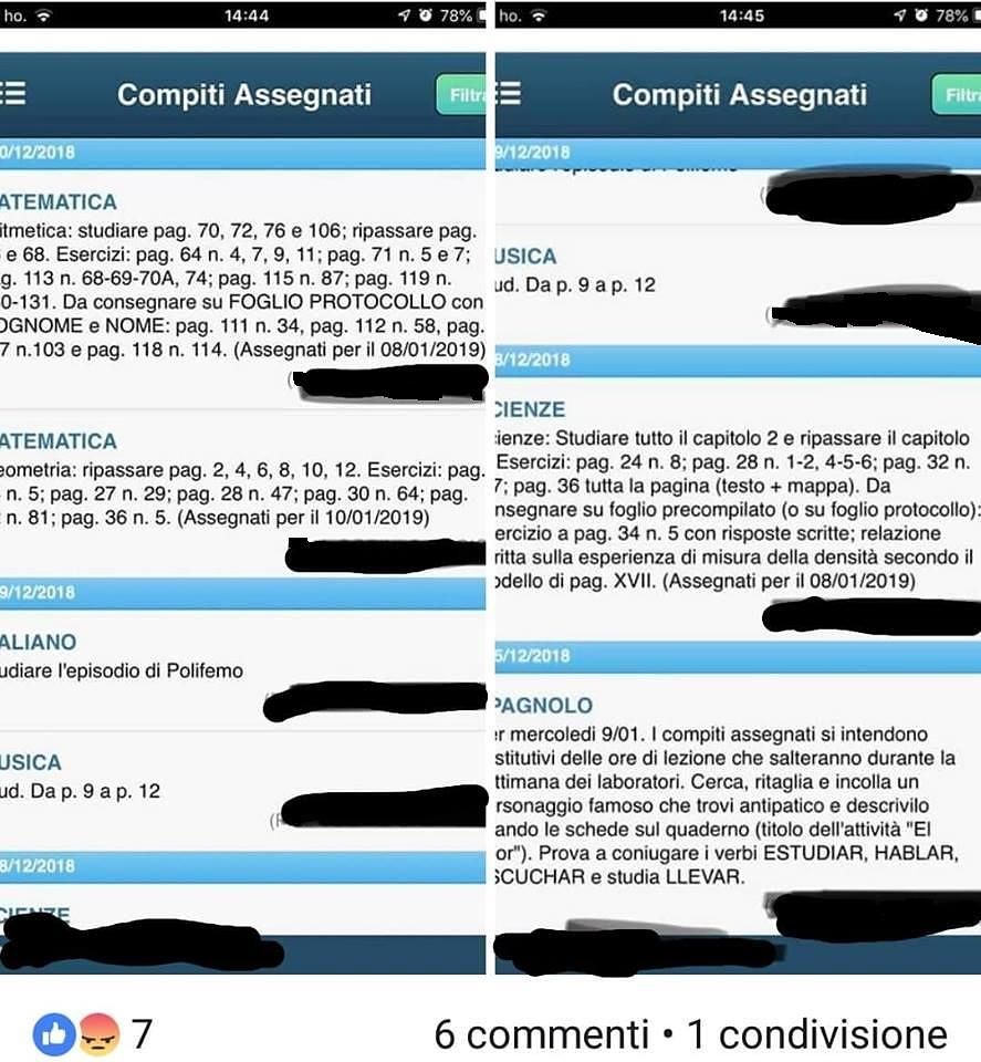 Sinnai, la rabbia di un papà per i compiti dati alla figlia: “Queste sarebbero vacanze di Natale?”