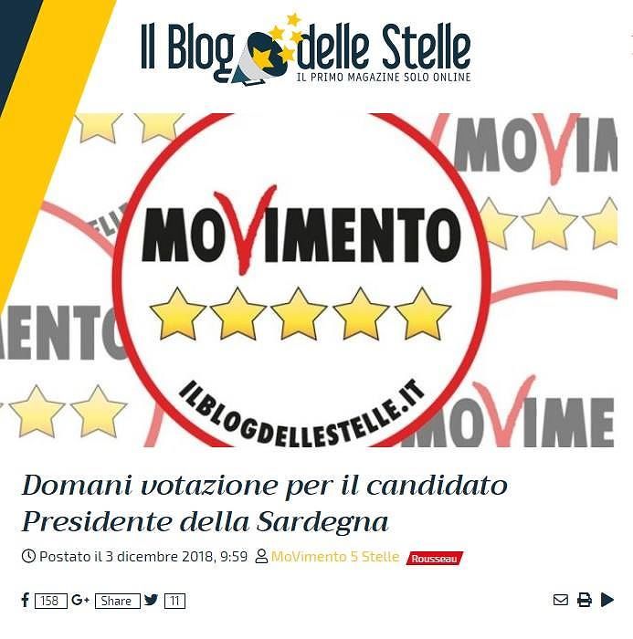 M5S in Sardegna, domani il giorno verità: si vota per scegliere il candidato governatore, cinque in corsa