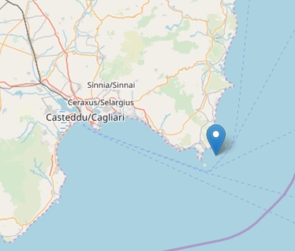 “Scossa di terremoto nel mare di Cagliari: sisma di magnitudo 1,5 al largo della costa sud orientale della Sardegna”