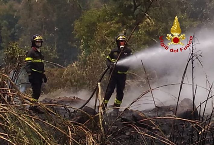 Fiamme e paura sulla statale 125, vasto incendio di vegetazione e macchia mediterranea