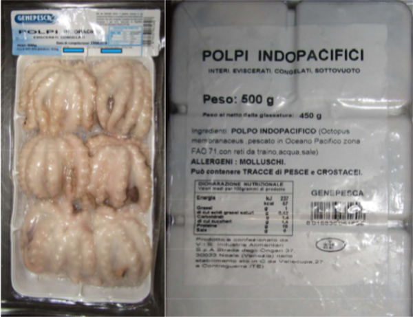 Solfiti nei polpi congelati richiamati dai supermercati Auchan: “Possibili rischi sulla salute del consumatore”