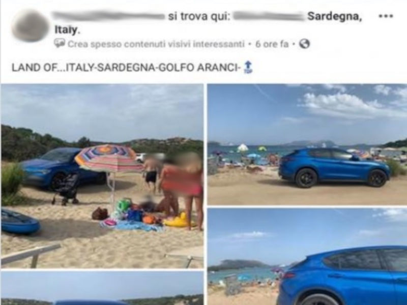 Turista parcheggia l’auto sulla spiaggia a Golfo Aranci, web in rivolta: “Una follia”