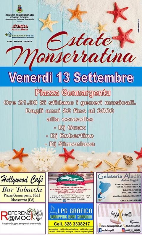 Continua l’Estate Monserratina: in piazza Gennargentu musiche anni 80 con i mercatini