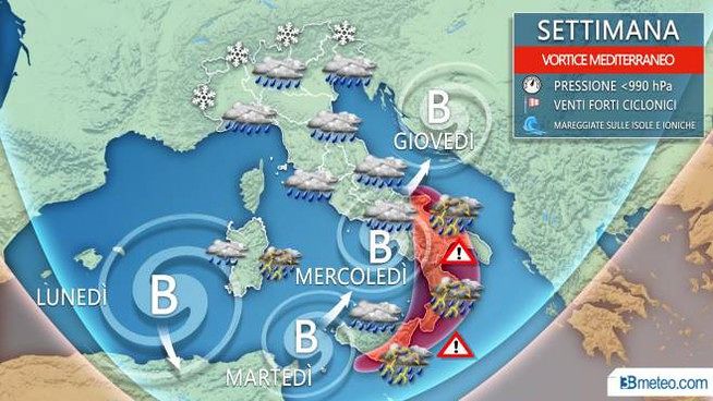 In arrivo un vortice ciclonico, “fenomeni temporaleschi intensi martedì anche in Sardegna”
