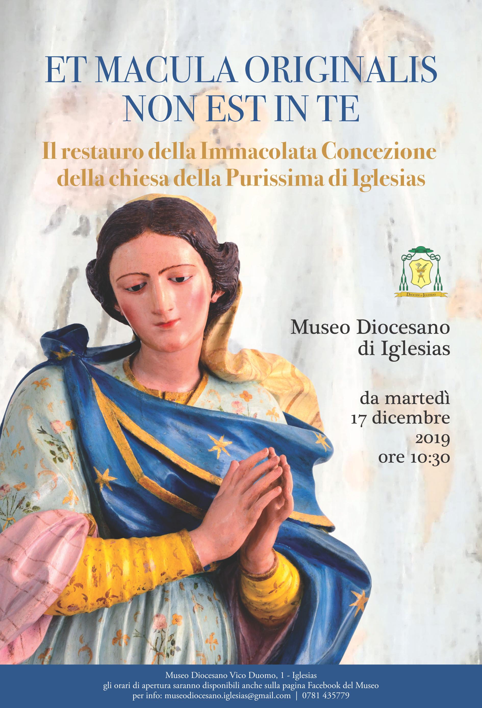 Il restauro del simulacro dell’Immacolata Concezione  della chiesa ex gesuitica della Purissima di Iglesias