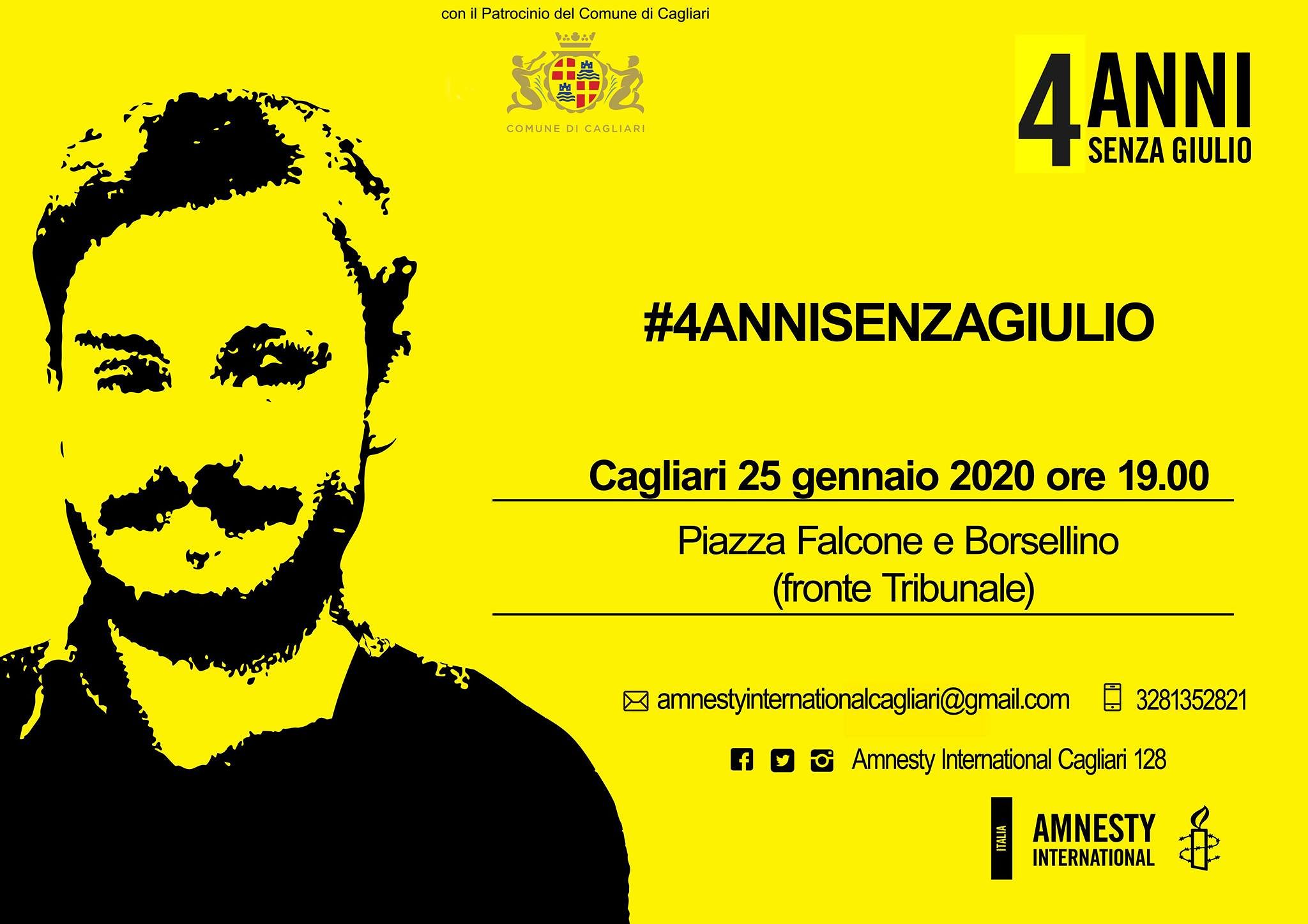Quattro anni senza Giulio Regeni, fiaccolata a Cagliari: “Vogliamo la verità sulla sua morte”