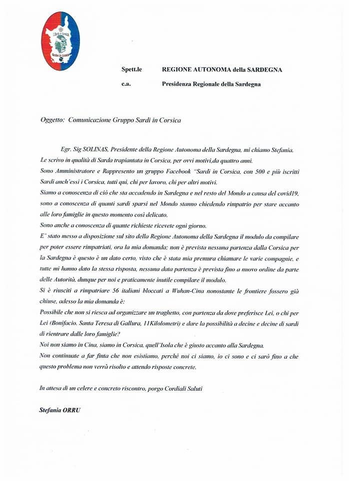 “Decine di sardi sono bloccati in Corsica, Solinas autorizzi al più presto il loro rientro a casa”