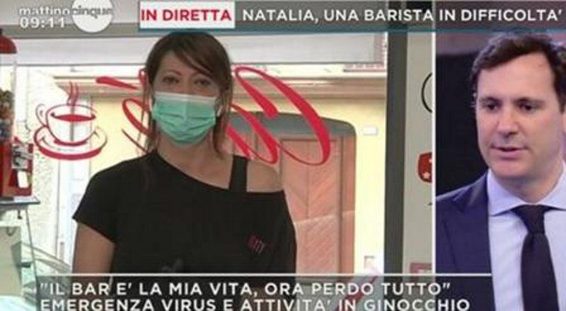 Le lacrime di Natalia, barista di Monserrato, in diretta su Canale 5: “Chiusa da due mesi, non dormo per la disperazione”