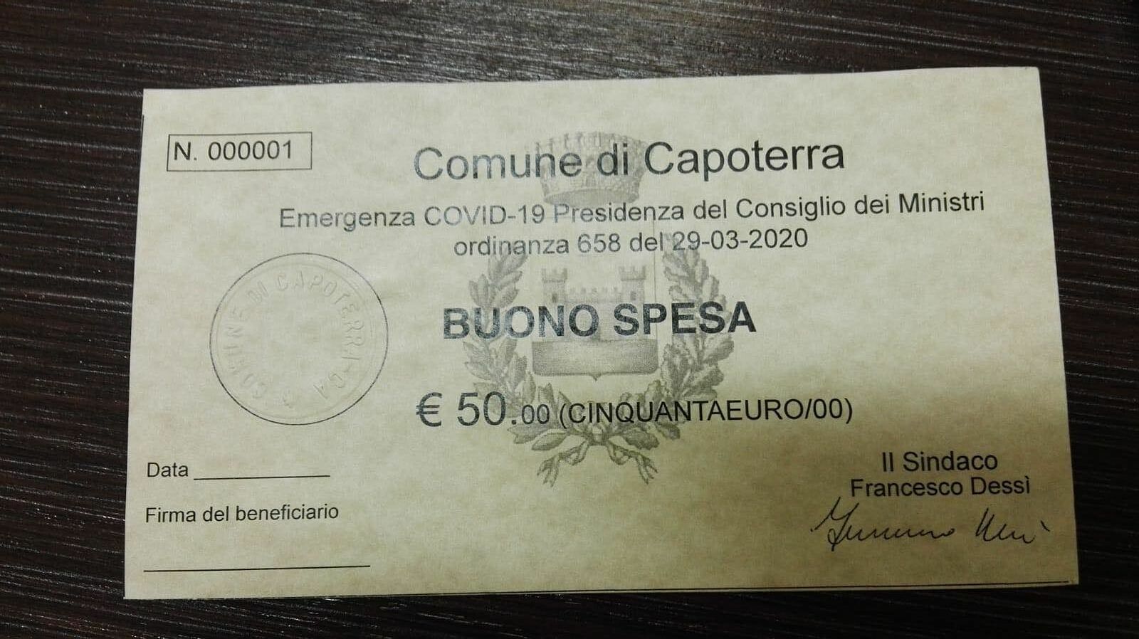 Capoterra, il Comune velocissimo consegna i primi buoni spesa ai cittadini: “Ecco i 40 ticket ai più bisognosi”