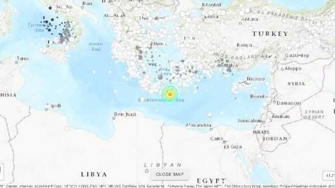 Terremoto fortissimo in Grecia vicino all’isola di Creta, diramata l’allerta tsunami