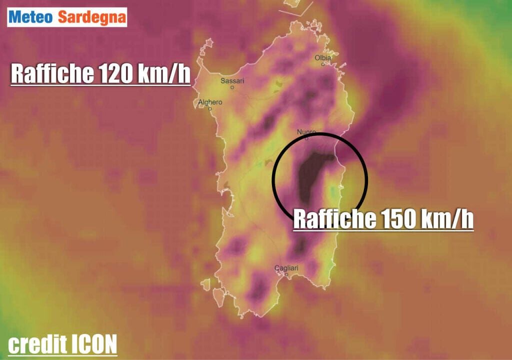 Sardegna bersaglio del maltempo, weekend da lupi tra vento a 150 km/h e temporali