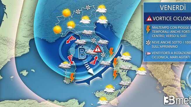 Freddo artico in arrivo nel weekend sulla Sardegna: addio bel tempo, possibili piogge intense e temporal