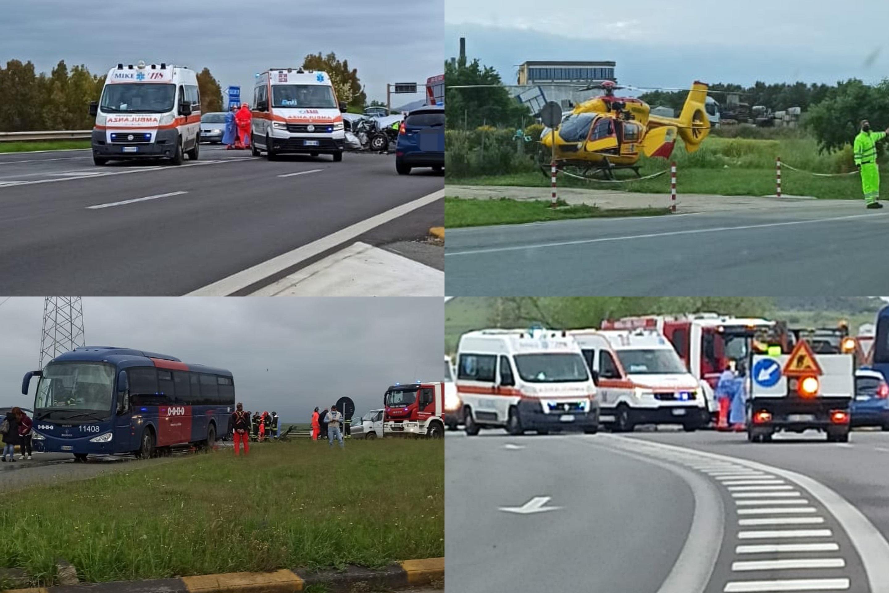 Incidente sulla Ss 131 a Nuraminis, coinvolto anche un autobus: elisoccorso sul posto