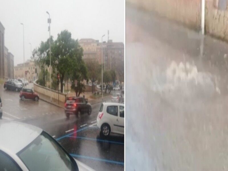 Violento temporale su Cagliari, bomba d’acqua e strade come fiumi anche in tutto l’hinterland