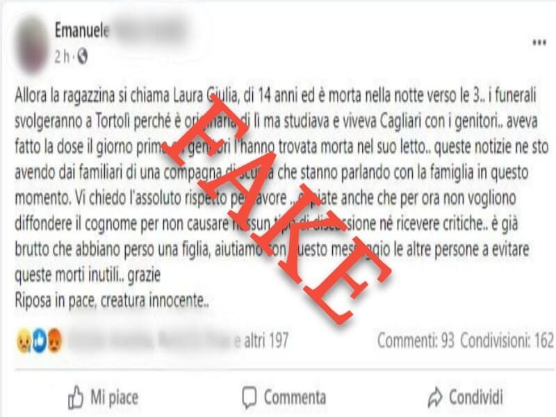 Ragazzina morta a Cagliari dopo il vaccino: è la fake news di un prof no vax