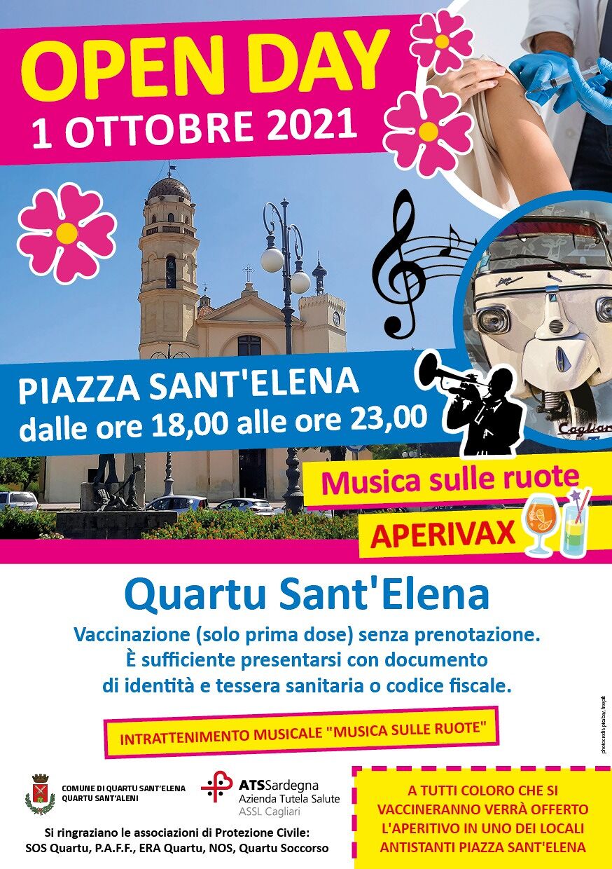 Open Day con Aperivax a Quartu, vaccini senza prenotazione con aperitivo in piazza Sant’Elena