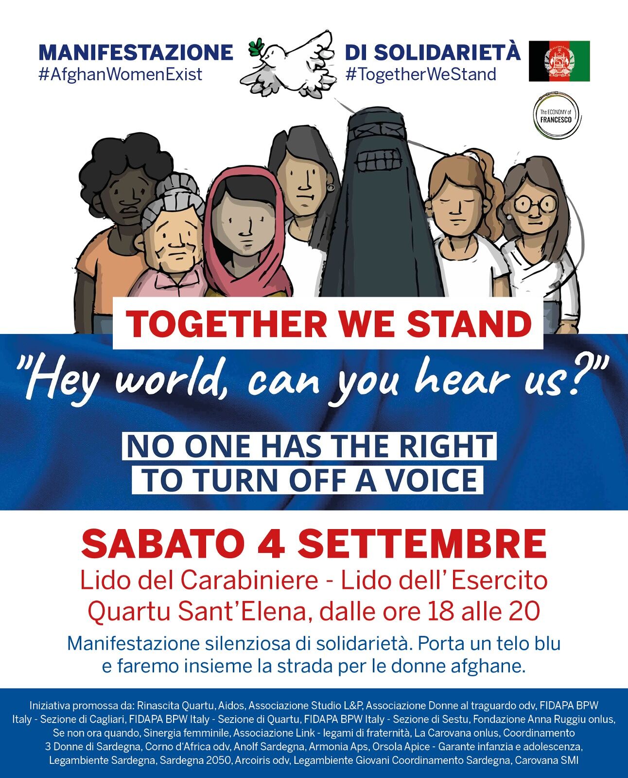 “Po is feminas de Afghanistan”, Quartu aderisce alla manifestazione in sostegno delle donne Afghane