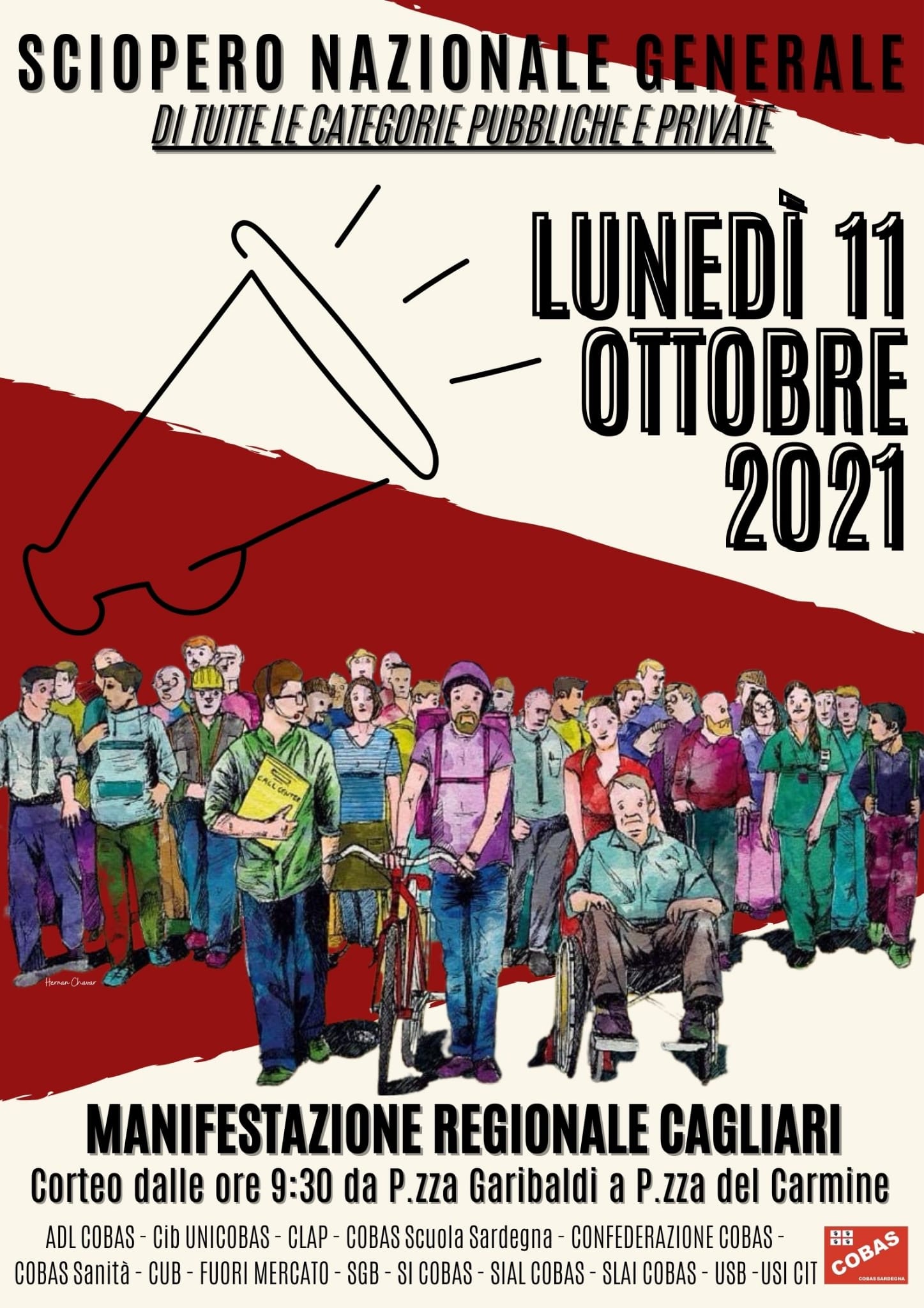 Sciopero generale dei Cobas lunedì a Cagliari
