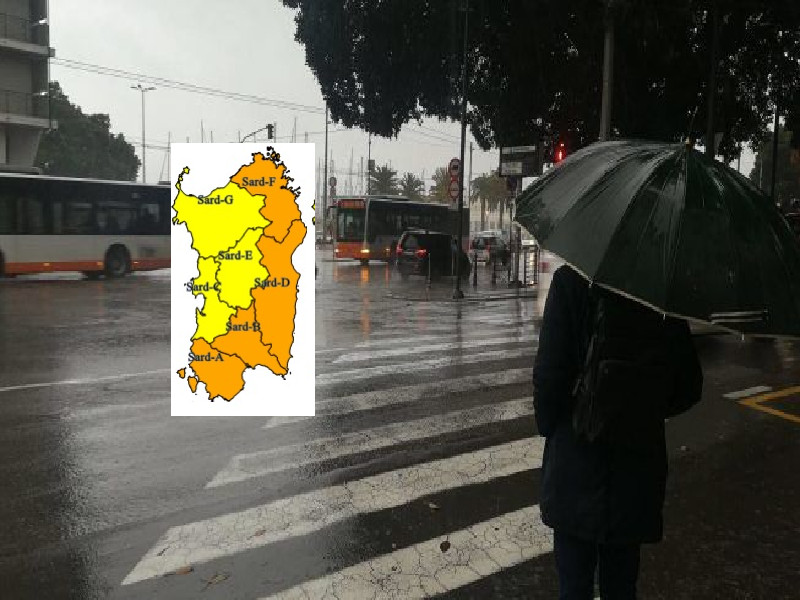 Forti piogge e temporali, 21 ore di allerta meteo: metà Sardegna “arancione”, anche Cagliari