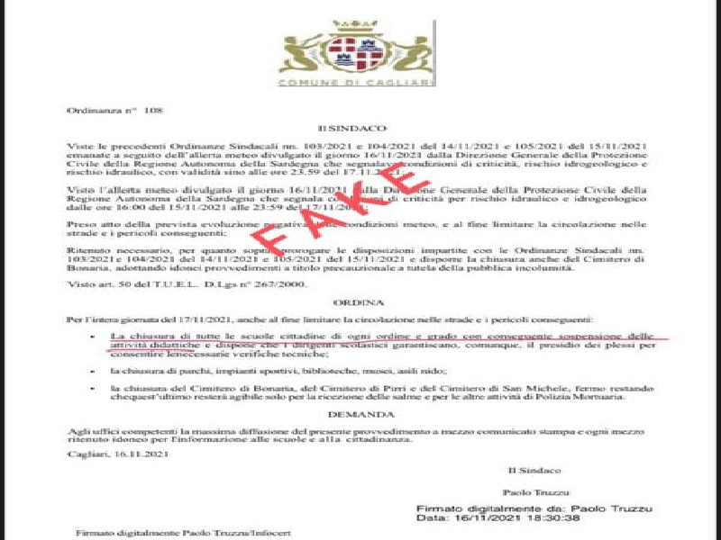 Scuole aperte domani a Cagliari, Truzzu: “Nelle chat di Whatsapp un documento fake”
