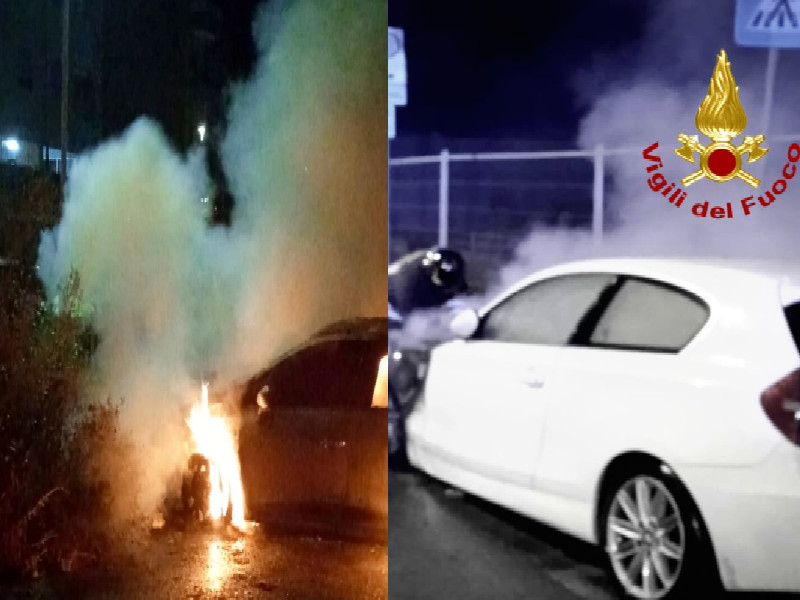 Fuoco e paura a Cagliari, auto in fiamme vicino ai palazzi a Sant’Avendrace e Sant’Elia