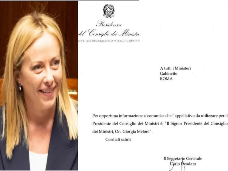 “Chiamate Giorgia Meloni signor presidente”, la circolare di Palazzo Chigi che fa impazzire i social