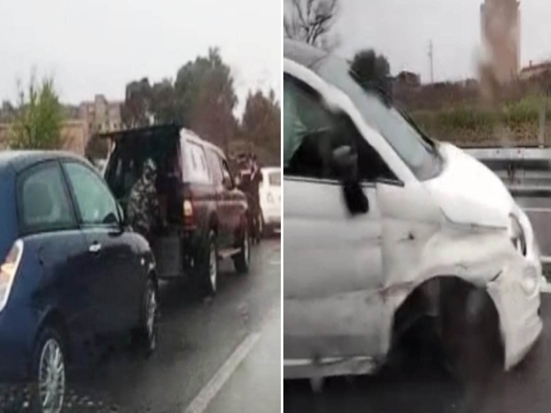 Pioggia e traffico in tilt, incidente sulla 554: un’auto si schianta contro il guard rail