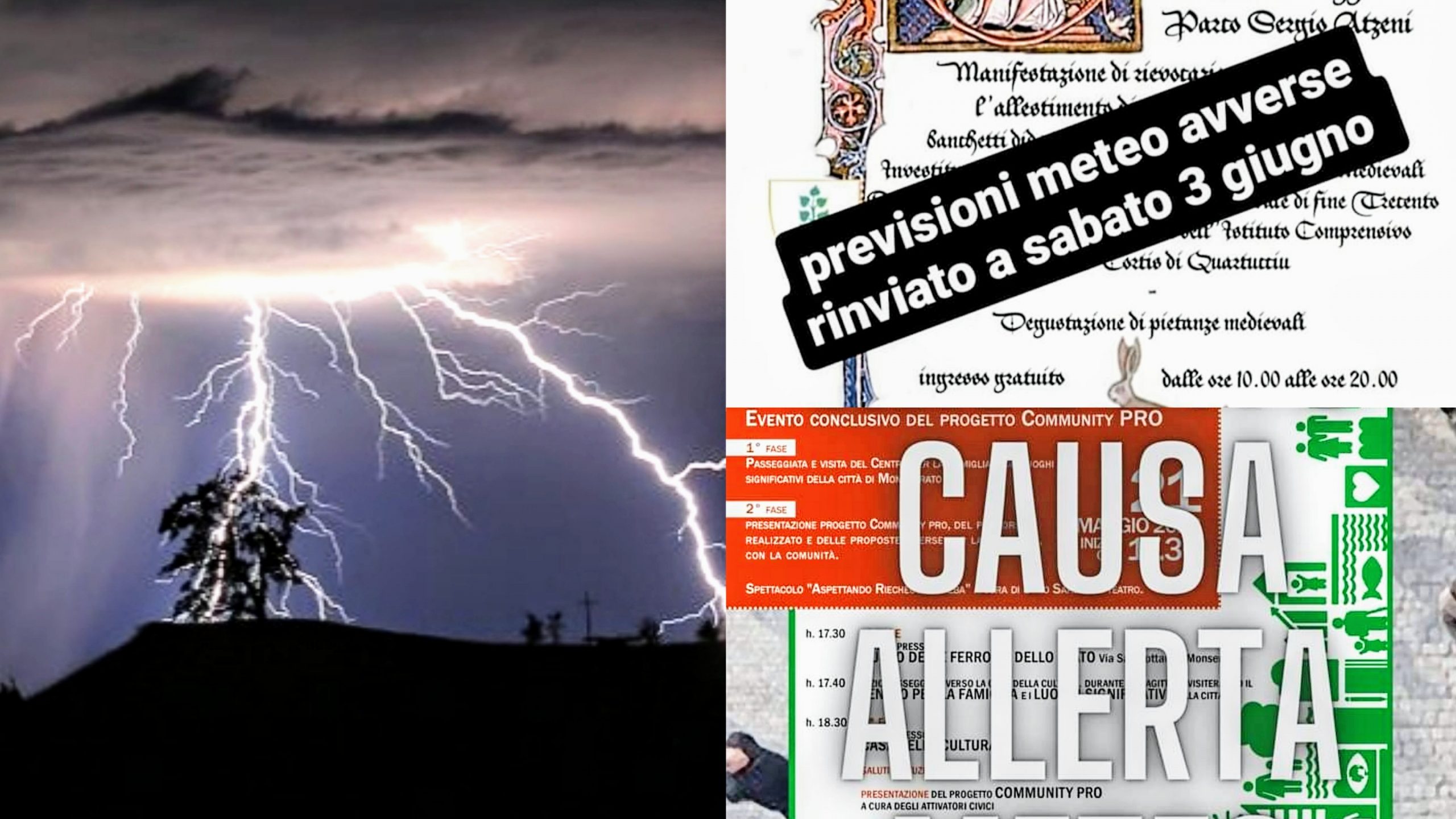 Maltempo in arrivo: spettacoli del weekend rinviati a Monserrato, Pirri e Quartucciu