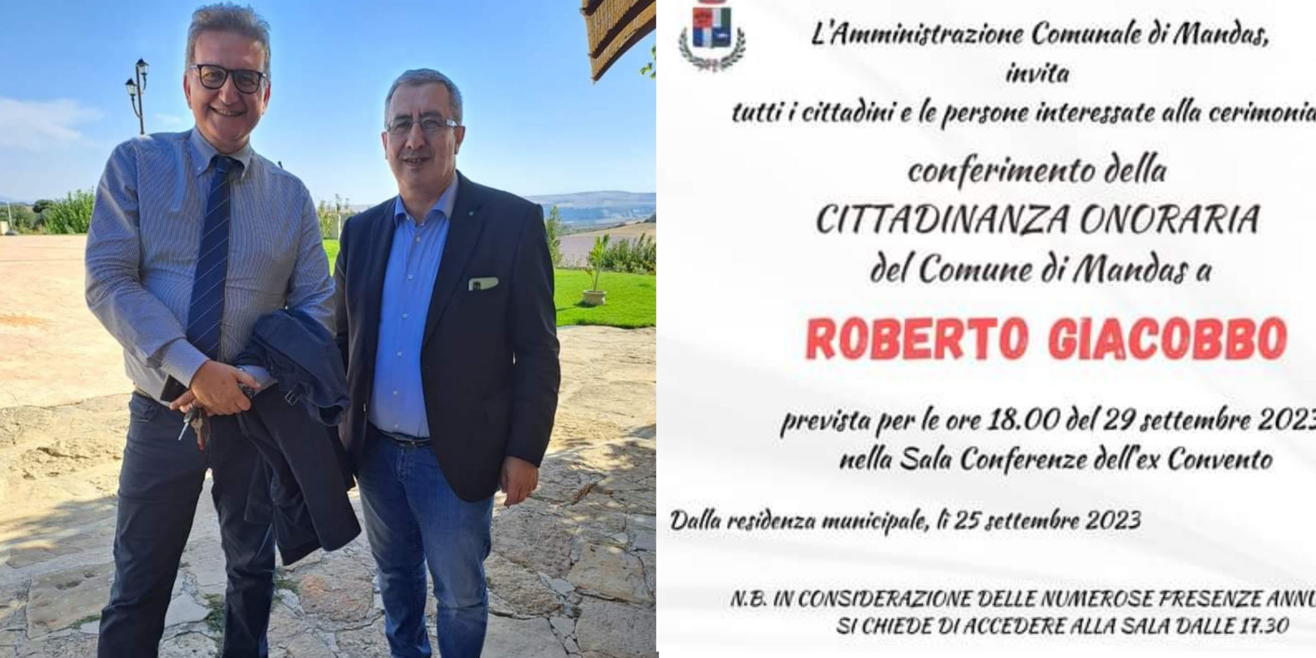 Mandas, cittadinanza onoraria a Roberto Giacobbo