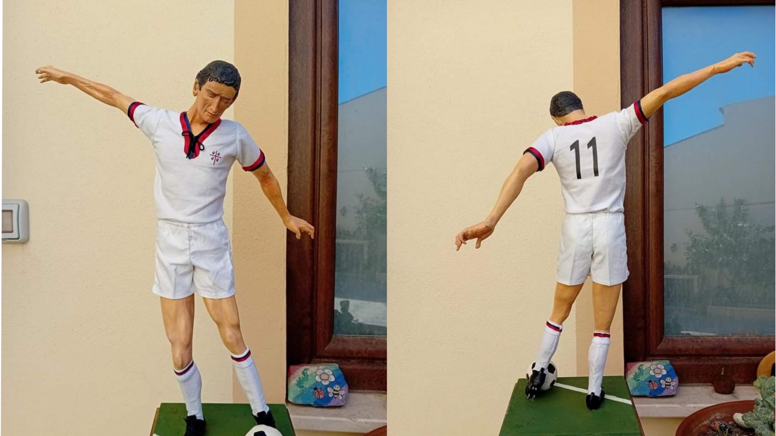 Sestu, una scultura in legno dedicata a Gigi Riva