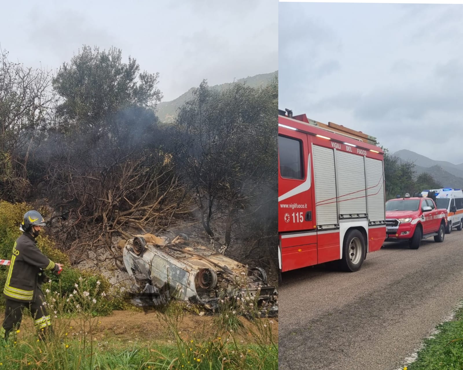 Drammatico incidente a Sinnai, muore carbonizzato nell’auto avvolta dalle fiamme