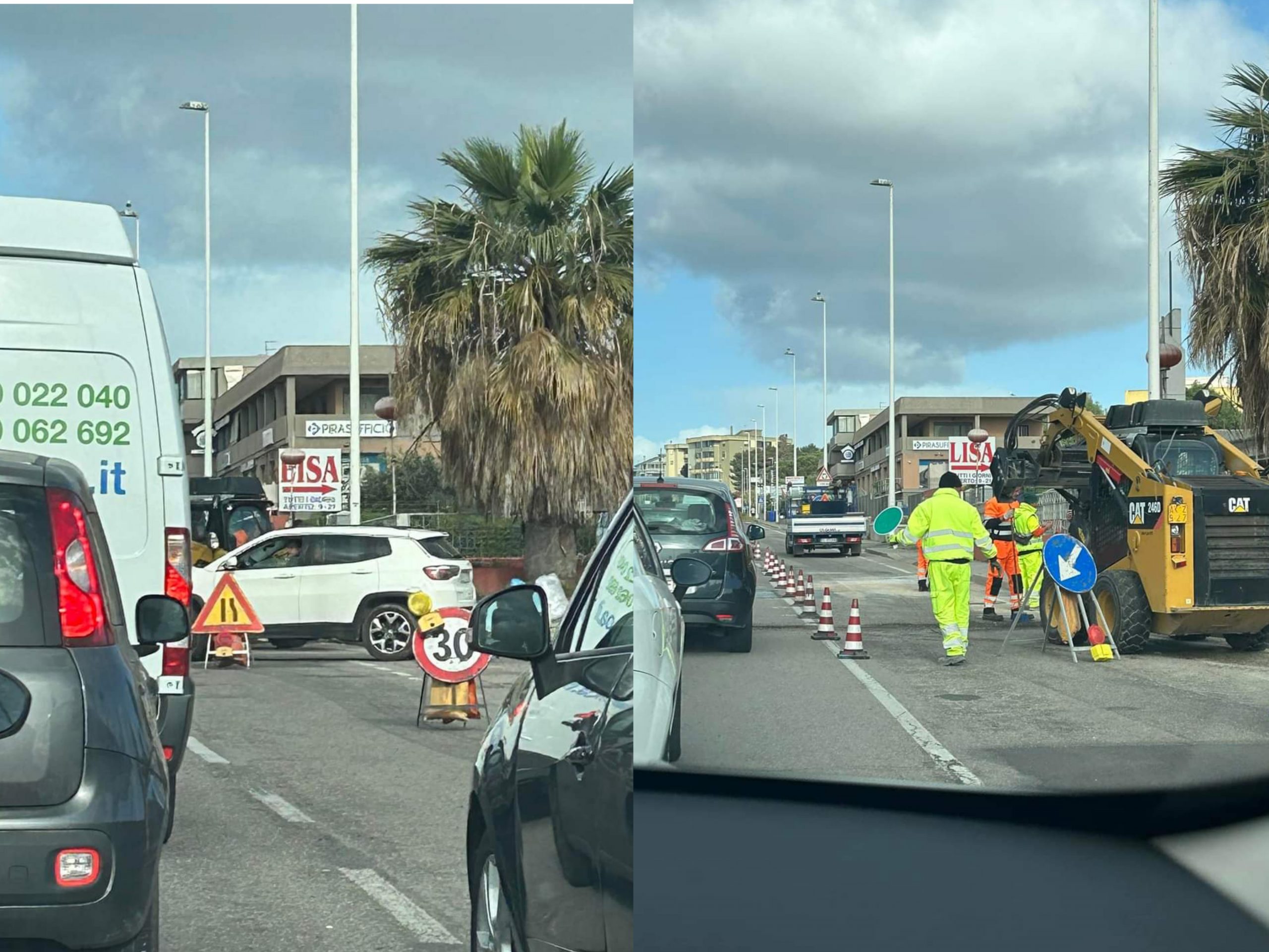 Cagliari, incubo traffico in via Peretti: lunghe code di auto per il nuovo asfalto