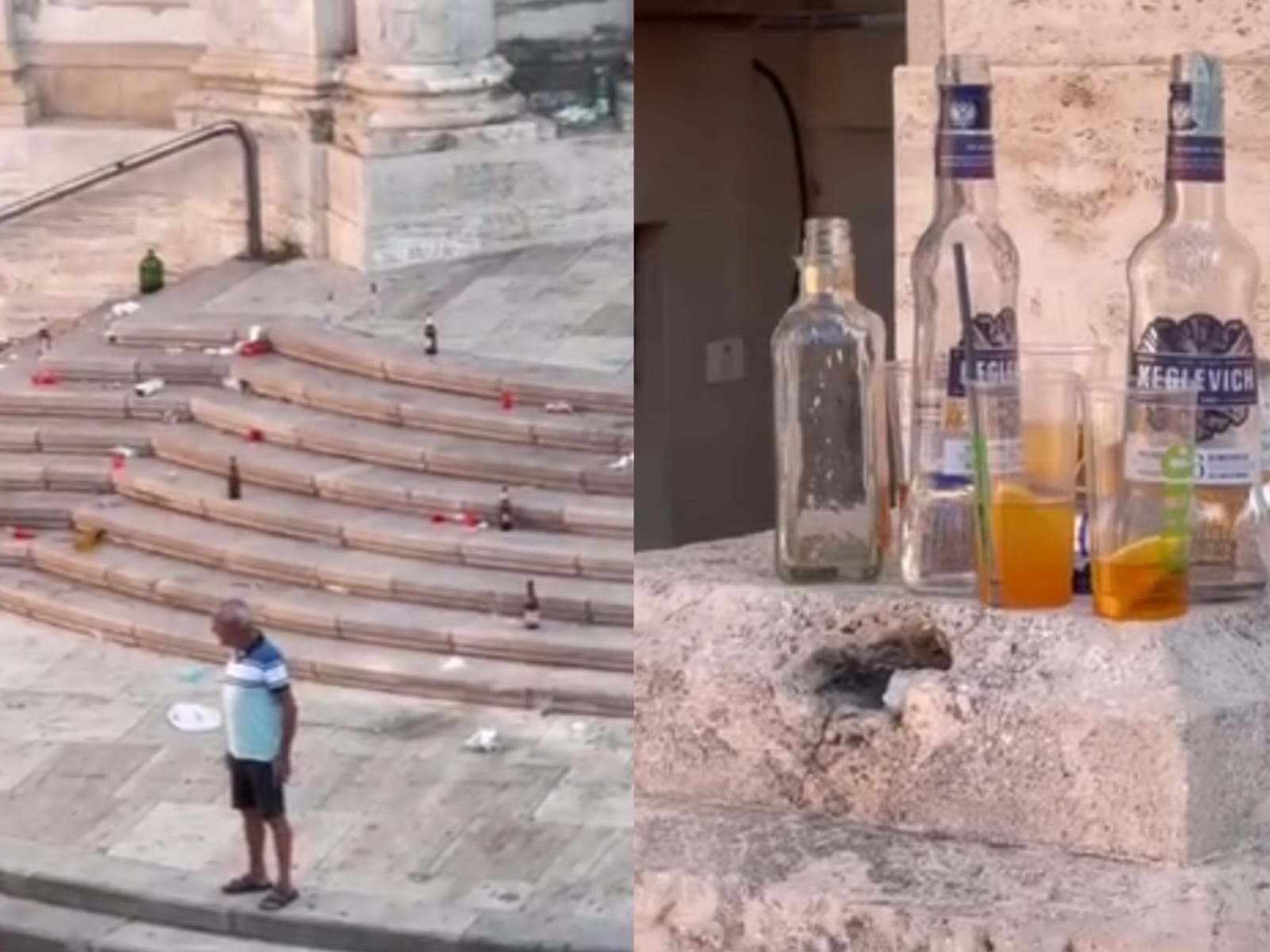 Cagliari, liquami e discarica di rifiuti dopo il festino notturno: vandalizzata la scalinata di Sant’Anna
