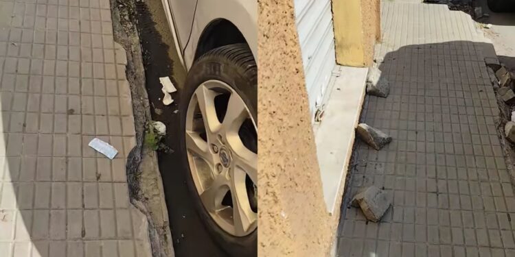 Quartu: viale Colombo tra buche, marciapiedi spaccati e rifiuti