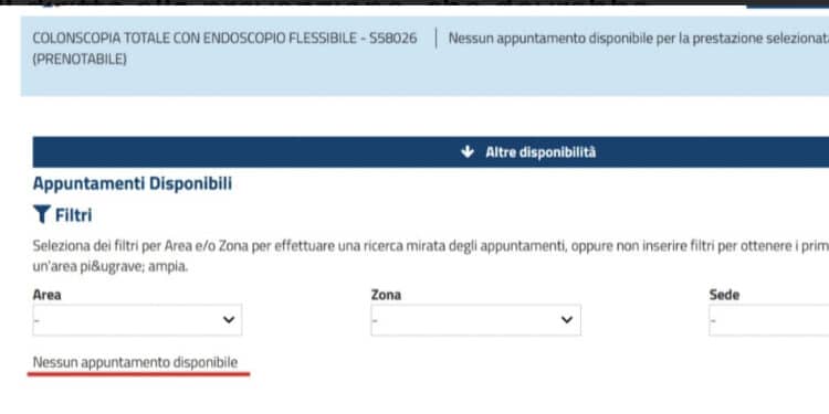 Caos sanità in Sardegna, allarme prevenzione: “Da quattro mesi non riesco a prenotare una colonscopia”