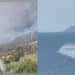Serdiana divorata dalle fiamme: due elicotteri e due Canadair in azione pescano l’acqua dal Margine Rosso