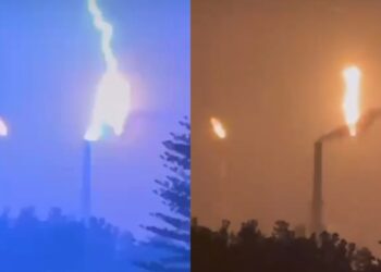 Sarroch, le torce della raffineria Saras in funzione anche prima del fulmine che si è abbattuto ieri notte