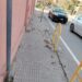 Cagliari, marciapiede impraticabile in via Quirra: residenti costretti a scendere in strada tra escrementi e scivoloni